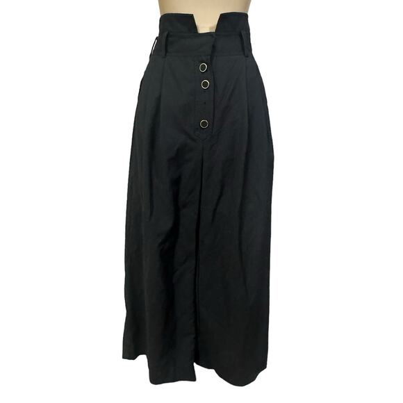 ZIMMERMANN Pants Black Wool High Waist Wide Leg Pleat Colorful Silk Belt size 6 - Picture 6 of 11